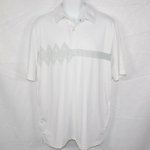 Men's GREG NORMAN Play Dry White Athletic Golf Polo Shirt Sz L - Picture 1 of 1